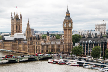 Big Ben great bell clock at the Palace of Westminster in London England