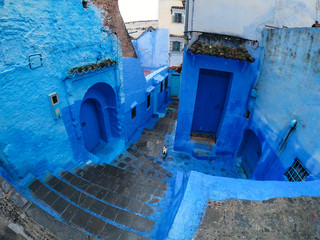 The blue painted streets of Chefchaouen, Morocco