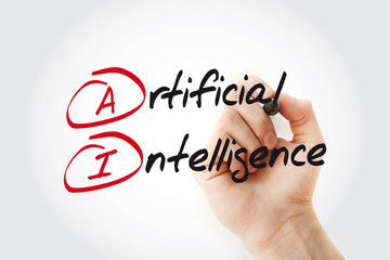 Hand writing AI - Artificial Intelligence with marker, acronym business concept