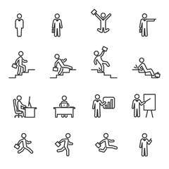 Vector set of businessman line icons.