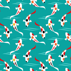Materiał do szycia Colorful fish, Japanese koi fish, seamless pattern.