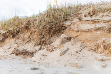 Erosion, Sand- und Landabspülungen an der Stränden der Ostsee auf Rügen und Usedom