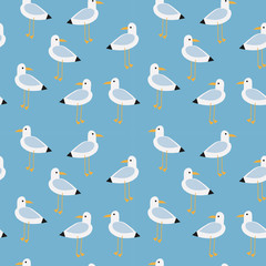 Obraz premium Cute seagulls seamless pattern.