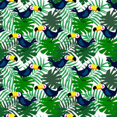 Fototapeta na wymiar Tropical bird seamless pattern.