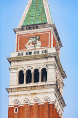 Fototapeta na wymiar Close-up view of San Marco bell tower, Venice