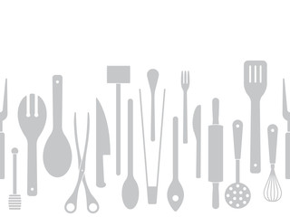 Cooking utensils seamless border