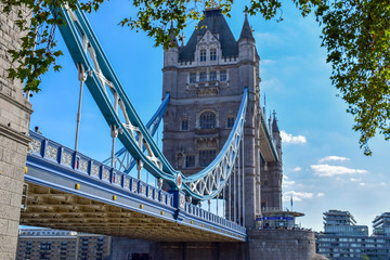 Fototapeta na wymiar Tower Bridge Close-up View in London, England
