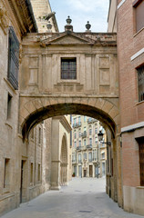 Fototapeta na wymiar Valencia Cathedral Arch Barchilla Street, Valencia, Spain.