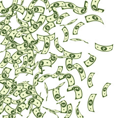 Indian rupee notes falling. Floating INR bills on 
