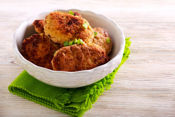 Fish cakes in a bowl
