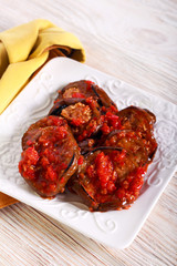Spicy aubergine and tomato appetizer
