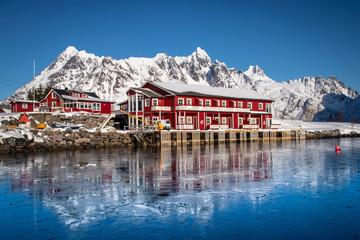 Fisherhouse at Sildpolness on the Lofoten Islands in Norway