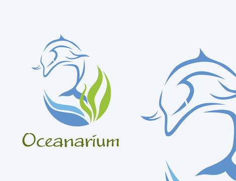 Logo with Dolphin image to identify your company, store, Oceanarium