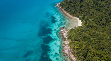 Beautiful aerial view of a paradisiacal tropical beach