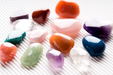 Esoteric healing stones minerals like wellness, spa and reiki concept 