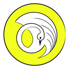 Emblem of a white swan against the background of a yellow sun