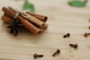 Ingredients for the preparation of a vitamin drink on a wooden platform