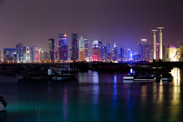 Fototapeta na wymiar Doha Skyline Panorama