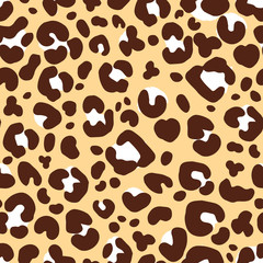 Seamless pattern of hand drawn sketch style leopard skin texture. Vector illustration.