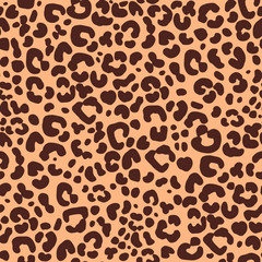 Seamless pattern of hand drawn sketch style leopard skin texture. Vector illustration.
