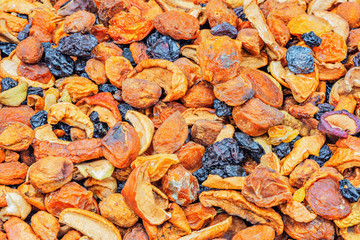Dried fruits in the box inside of the shop.