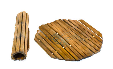 old bamboo mat on white background