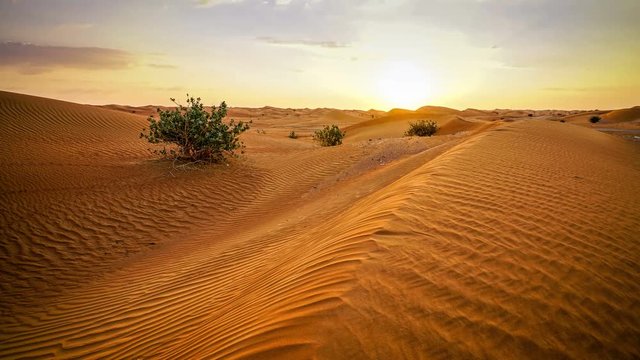 Sunset over Middle Eastern desert