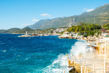 Waves Crashing Waterfront Restaurants Kas Turkey H