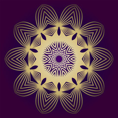 Hand Drawn Background With Mandala. Vector Decorative Elements. Arabic, Indian, Ottoman Motifs. Purple gold color