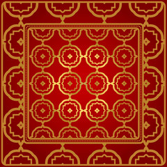 Design Of A Geometric Pattern. Vector. For Wallpaper, Flyer, Book, Brochure. Red gold color