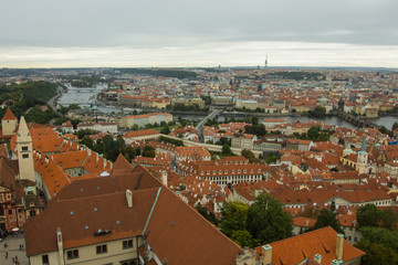 Fototapeta na wymiar Red roofs in Prague, Czech Republic