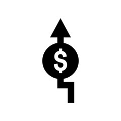 Money increases icon vector. dollar rate increase icon. Money symbol with stretching arrow up. rising prices.