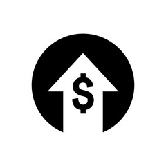 Money increases icon vector. dollar rate increase icon. Money symbol with stretching arrow up. rising prices. 