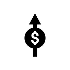 Money increases icon vector. dollar rate increase icon. Money symbol with stretching arrow up. rising prices. 