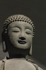 closeup face of buddha statue.