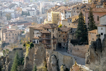 Fototapeta na wymiar View of the famous hanging houses of Cuenca in Spain.