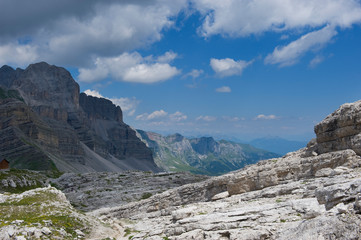 The Dolomites in Modonna di Campiglio, Italy. Summer mountain scene.