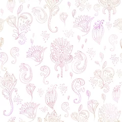 Foto op Aluminium Pattern surface design on white background flowers in line style. © WI-tuss