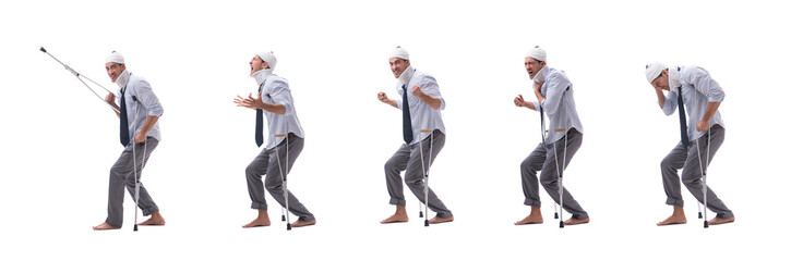 Injured businessman isolated on white 