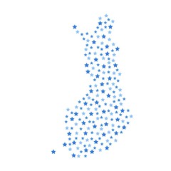 Finland map background with blue stars of different sizes vector illustration eps