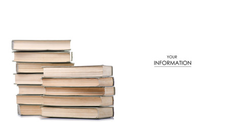 Stack of books pattern on a white background. Isolation