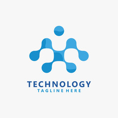 Abstract tech connect logo design