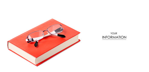 Books and glasses for vision pattern on a white background. Isolation