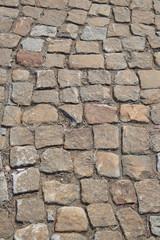 Garden patio in backyard stone. Brick pavers. Design texture. Top View