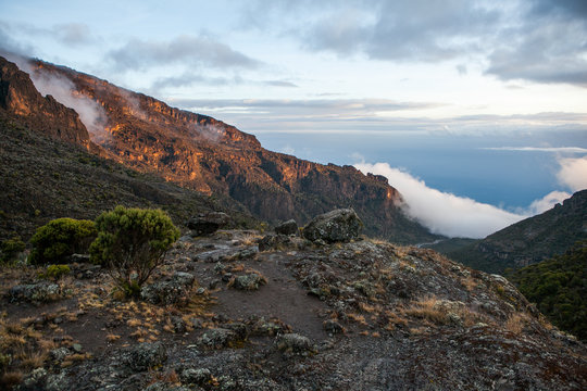 View from Baranco Camp, Machame Route, Kilimanjaro National Park, Tanzania