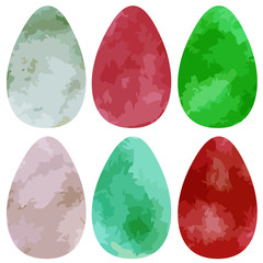 Set of Easter eggs, painted with watercolors.