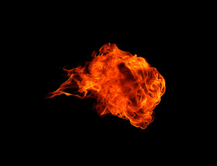 Fire flames on black background.