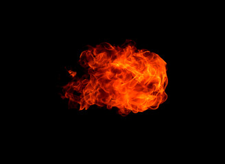 Fire flames on black background.