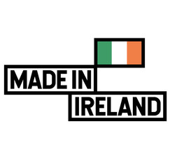 Made in Ireland label on white