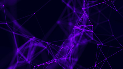 Big data visualization. Abstract background with connecting dots and lines. 3D rendering. High resolution.